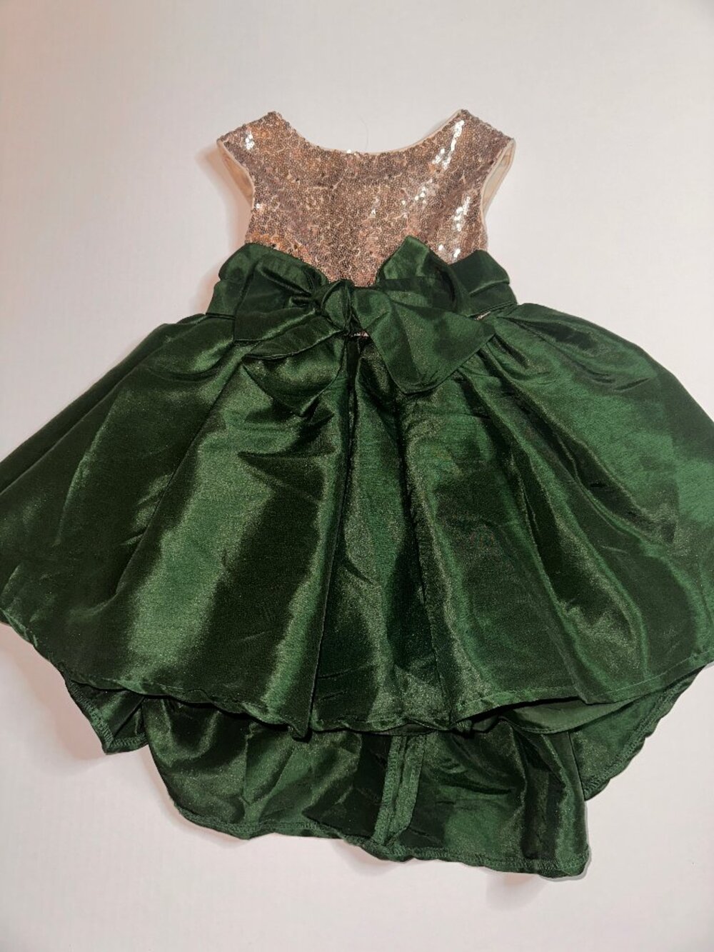 Pippa & Julie Sleeveless Dress Size 3T gold sequins & emerald green #673